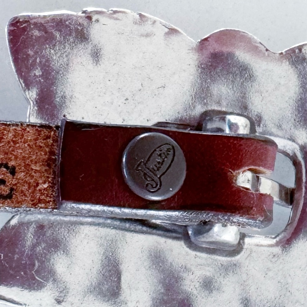 🤩 Justin Women’s Floral Cowboy 7 Concho Genuine Leather Belt With Turquo… - Picture 8 of 10